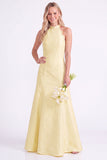 Light Blue Halter A Line Long Bridesmaid Dress
