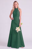 Light Blue Halter A Line Long Bridesmaid Dress