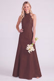 Light Blue Halter A Line Long Bridesmaid Dress