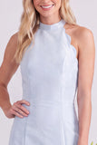 Light Blue Halter A Line Long Bridesmaid Dress