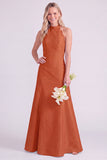 Light Blue Halter A Line Long Bridesmaid Dress