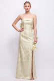 Strapless Blush Pink Jacquard Floral Bridesmaid Dress with Giant Bow