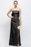 Strapless Blush Pink Jacquard Floral Bridesmaid Dress with Giant Bow