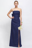 Strapless Blush Pink Jacquard Floral Bridesmaid Dress with Giant Bow