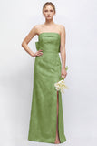Strapless Blush Pink Jacquard Floral Bridesmaid Dress with Giant Bow