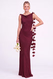 Sunset Mermaid Long Bridesmaid Dress with 3D Flowers