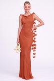 Sunset Mermaid Long Bridesmaid Dress with 3D Flowers