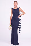 Sunset Mermaid Long Bridesmaid Dress with 3D Flowers