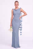 Sunset Mermaid Long Bridesmaid Dress with 3D Flowers
