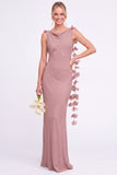 Sunset Mermaid Long Bridesmaid Dress with 3D Flowers