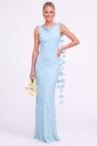 Sunset Mermaid Long Bridesmaid Dress with 3D Flowers