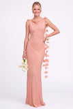 Sunset Mermaid Long Bridesmaid Dress with 3D Flowers