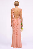 Sunset Mermaid Long Bridesmaid Dress with 3D Flowers