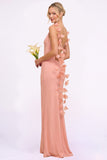 Sunset Mermaid Long Bridesmaid Dress with 3D Flowers