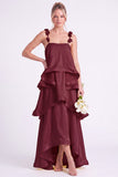 Daffodil Tiered Ruffle A Line Bridesmaid Dress with 3D Flowers