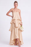 Daffodil Tiered Ruffle A Line Bridesmaid Dress with 3D Flowers