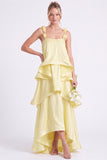 Daffodil Tiered Ruffle A Line Bridesmaid Dress with 3D Flowers