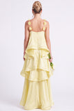 Daffodil Tiered Ruffle A Line Bridesmaid Dress with 3D Flowers