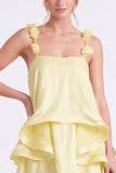 Daffodil Tiered Ruffle A Line Bridesmaid Dress with 3D Flowers