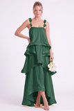 Daffodil Tiered Ruffle A Line Bridesmaid Dress with 3D Flowers