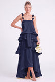 Daffodil Tiered Ruffle A Line Bridesmaid Dress with 3D Flowers
