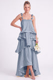 Daffodil Tiered Ruffle A Line Bridesmaid Dress with 3D Flowers