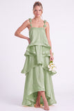 Daffodil Tiered Ruffle A Line Bridesmaid Dress with 3D Flowers