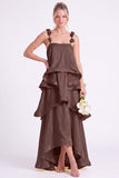 Daffodil Tiered Ruffle A Line Bridesmaid Dress with 3D Flowers