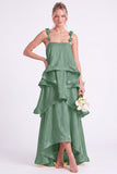 Daffodil Tiered Ruffle A Line Bridesmaid Dress with 3D Flowers