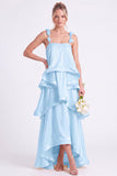 Daffodil Tiered Ruffle A Line Bridesmaid Dress with 3D Flowers