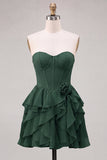 Strapless Corset A Line Ruffle Pink Homecoming Dress