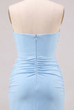 Red Strapless Ruched Bodycon Corset Homecoming Dress with Pearls