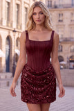 Champagne Corset Ruched Bodycon Sequin Homecoming Dress