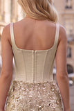 Champagne Corset Ruched Bodycon Sequin Homecoming Dress