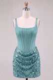 Champagne Corset Ruched Bodycon Sequin Homecoming Dress