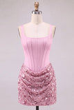 Champagne Corset Ruched Bodycon Sequin Homecoming Dress