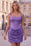 Champagne Corset Ruched Bodycon Sequin Homecoming Dress
