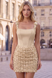 Lilac Corset Ruched Sequin Bodycon Homecoming Dress with 3D Flowers