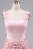Lilac Corset Ruched Sequin Bodycon Homecoming Dress with 3D Flowers