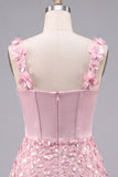 Lilac Corset Ruched Sequin Bodycon Homecoming Dress with 3D Flowers