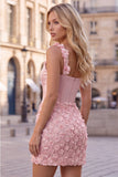 Lilac Corset Ruched Sequin Bodycon Homecoming Dress with 3D Flowers