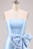 Strapless Chocolate Bodycon Homecoming Dress with Pearl Bow