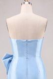 Strapless Chocolate Bodycon Homecoming Dress with Pearl Bow