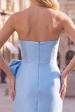 Strapless Chocolate Bodycon Homecoming Dress with Pearl Bow