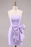 Strapless Chocolate Bodycon Homecoming Dress with Pearl Bow