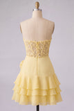 Orange Sweetheart Applique Tiered A Line Homecoming Dress with 3D Flower