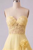 Orange Sweetheart Applique Tiered A Line Homecoming Dress with 3D Flower