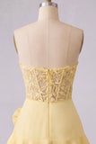 Orange Sweetheart Applique Tiered A Line Homecoming Dress with 3D Flower