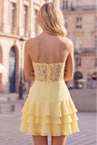 Orange Sweetheart Applique Tiered A Line Homecoming Dress with 3D Flower