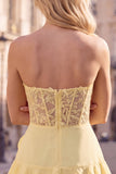 Orange Sweetheart Applique Tiered A Line Homecoming Dress with 3D Flower